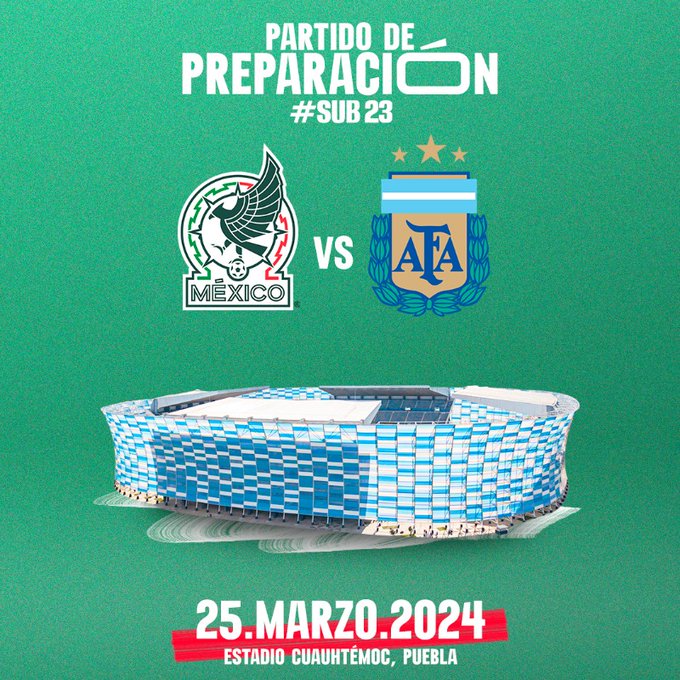 Lanzan preventa para boletos del juego México vs. Argentina Sub-23 en Puebla