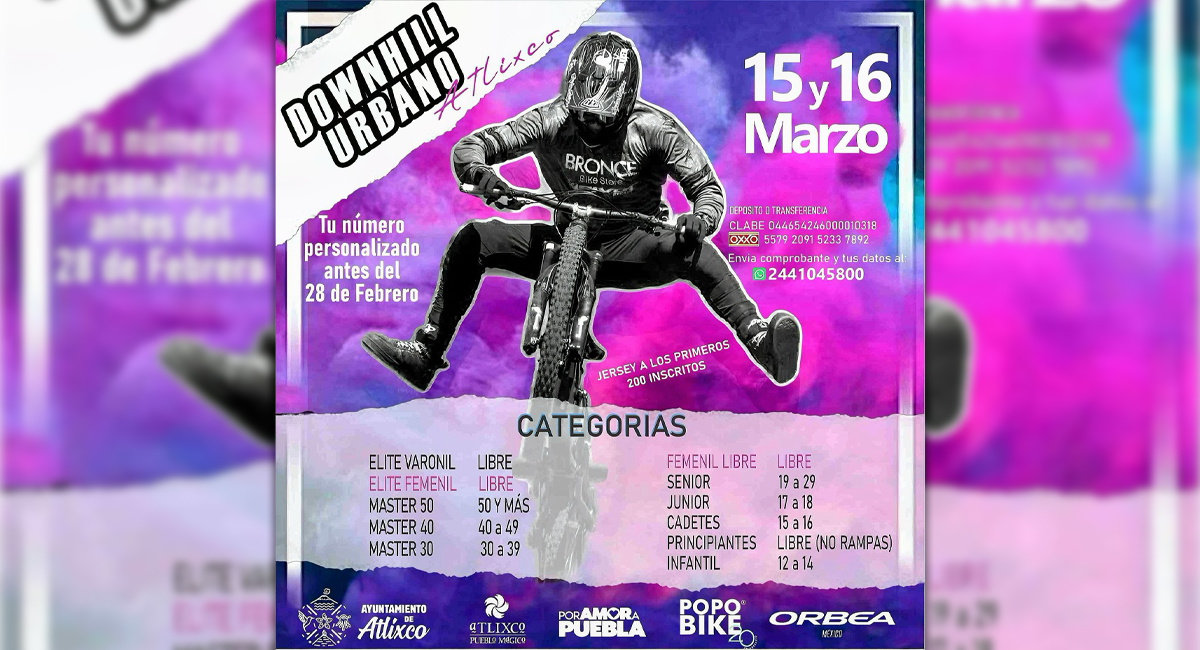 Anuncian 5ta. edición del Downhill Urbano en Atlixco