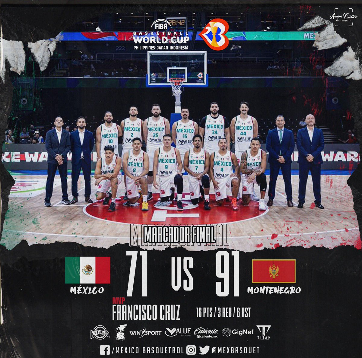 México debuta con derrota en el Mundial de Basquetbol FIBA 2023