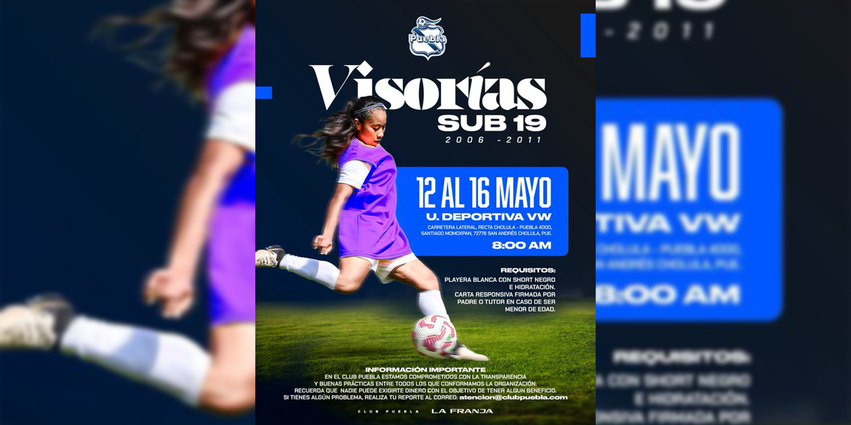 Anuncia Puebla Femenil visorías para categoría Sub-19