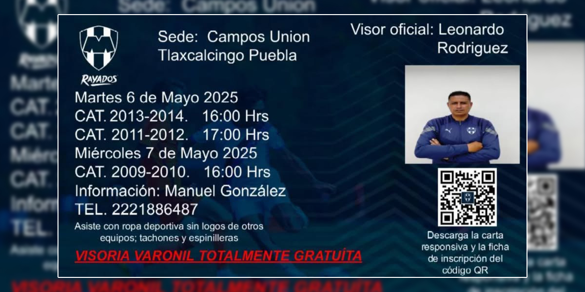 Visorías Rayados 2025 en Puebla: fechas, categorías, sede y requisitos