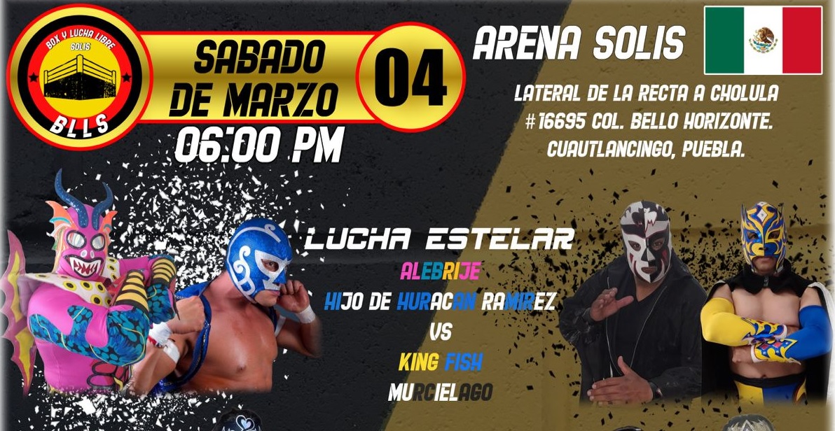 Lucirán Huracán Ramírez Jr y Alebrije Triple “A” en función de la Arena Solís