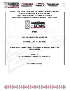 Primera p&aacute;gina de Licitaci&oacute;n del Marat&oacute;n