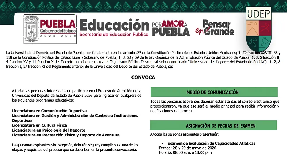 Admisiones 2026 de UDEP: bases, fechas, horarios e inscripciones 