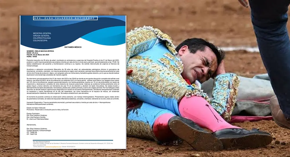 Torero Emilio Macías, bajo control en el Hospital Puebla