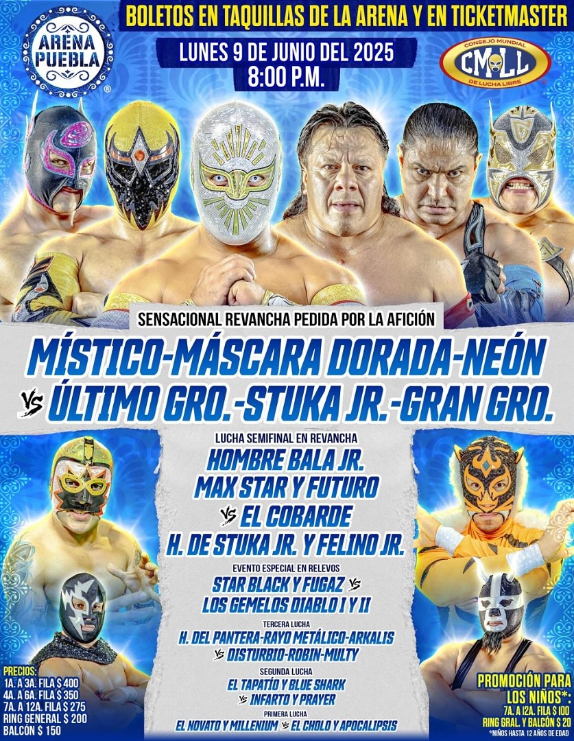 Cartelera Arena Puebla: HOY lunes 9 de junio